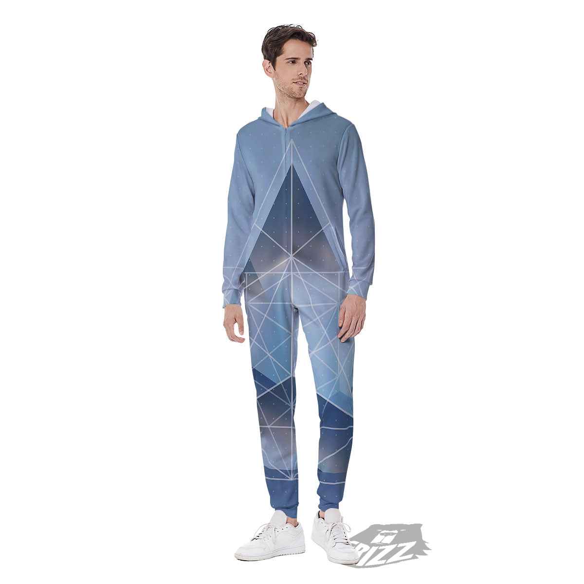 Pyramid Geometric Print Men's Jumpsuit-grizzshop
