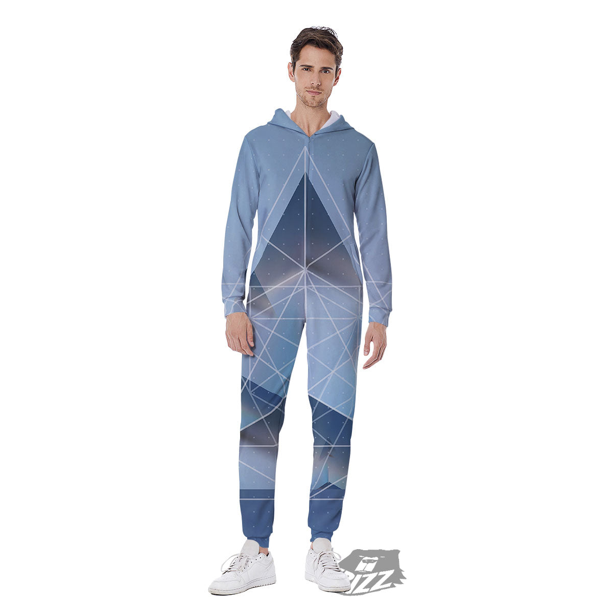 Pyramid Geometric Print Men's Jumpsuit-grizzshop