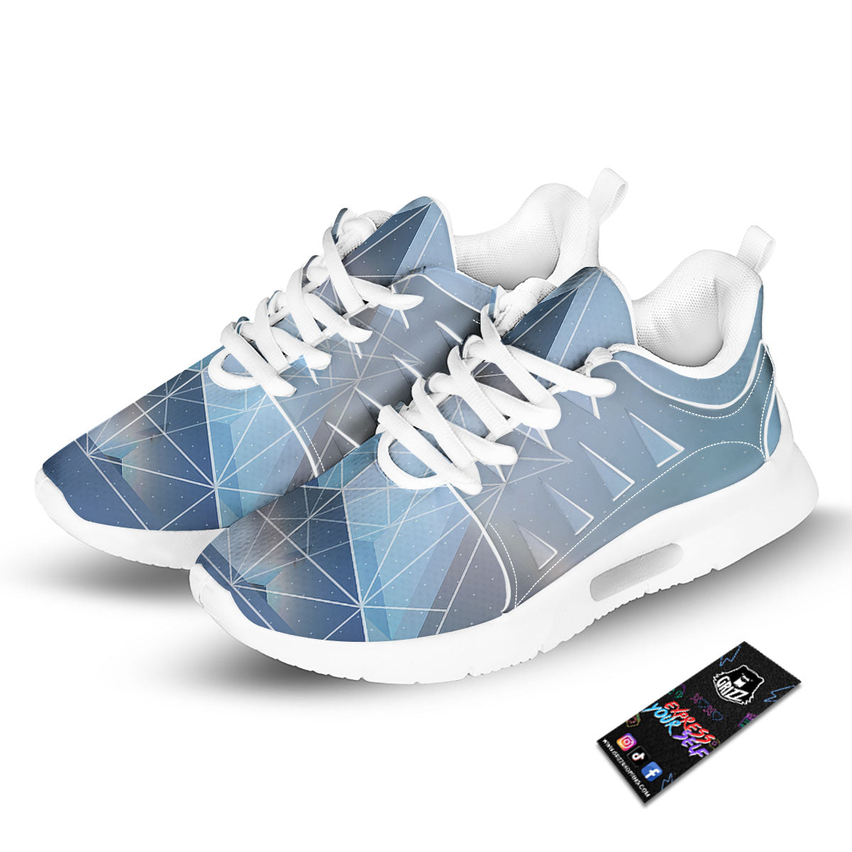Pyramid Geometric Print Tennis Shoes-grizzshop