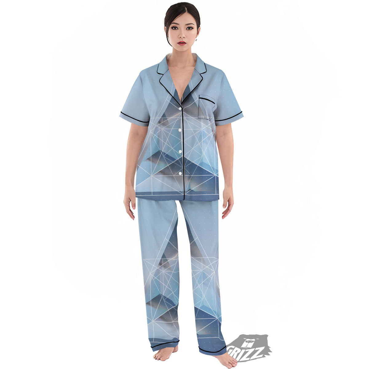 Pyramid Geometric Print Women's Pajamas Set-grizzshop