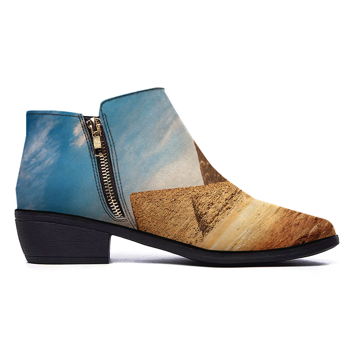 Pyramid Giza Print Ankle Boots-grizzshop