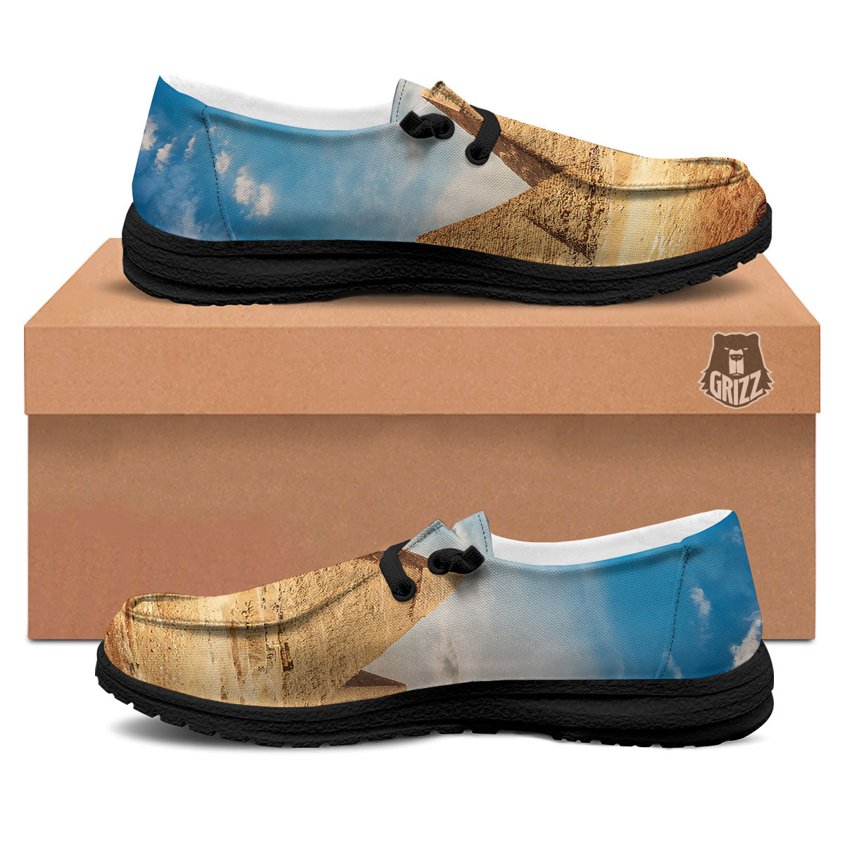 Pyramid Giza Print Black Loafers-grizzshop