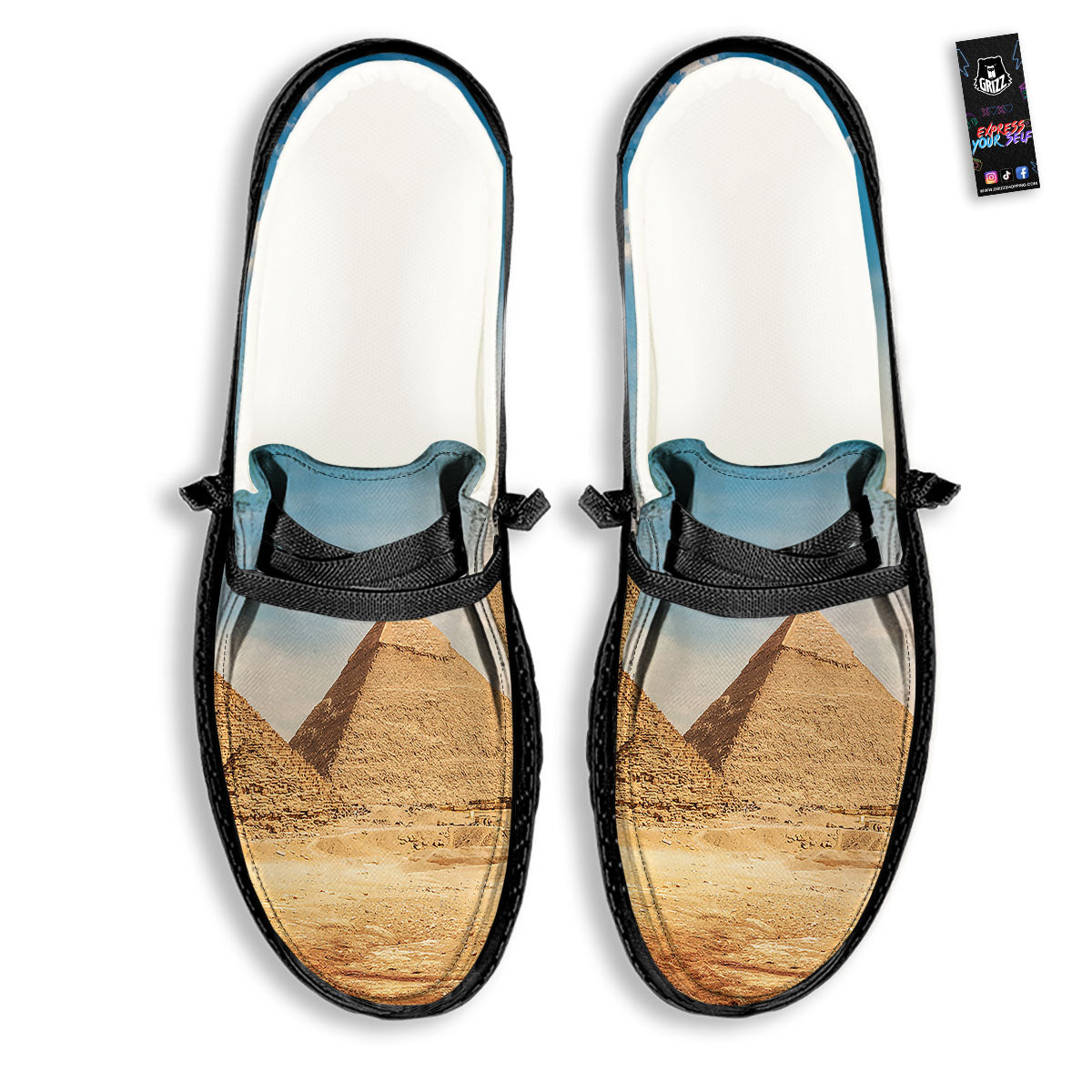 Pyramid Giza Print Black Loafers-grizzshop