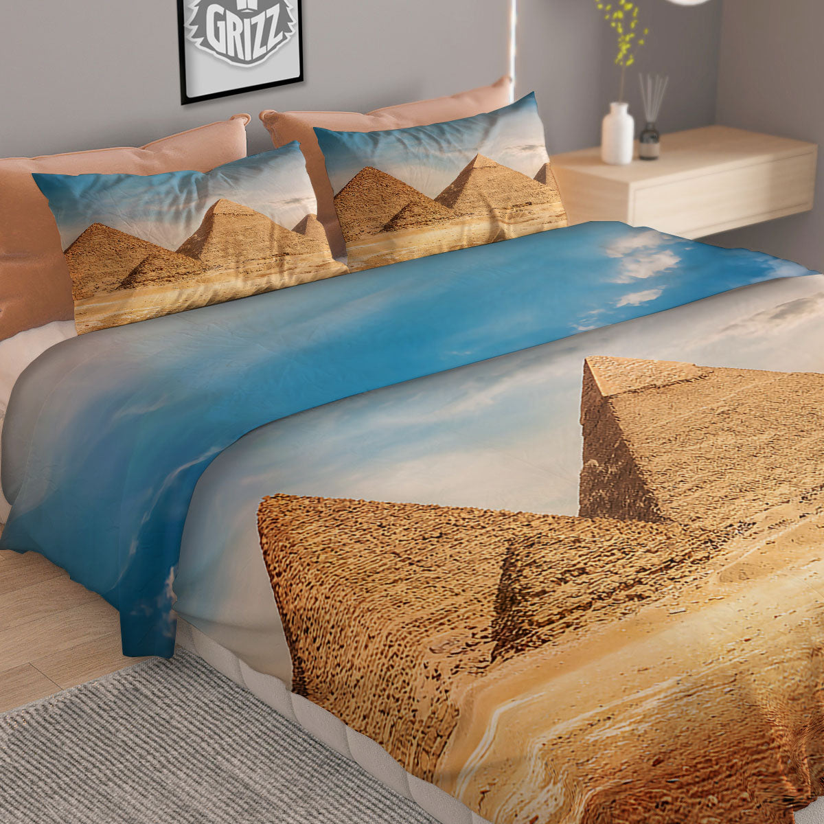 Pyramid Giza Print Duvet Cover Bedding Set