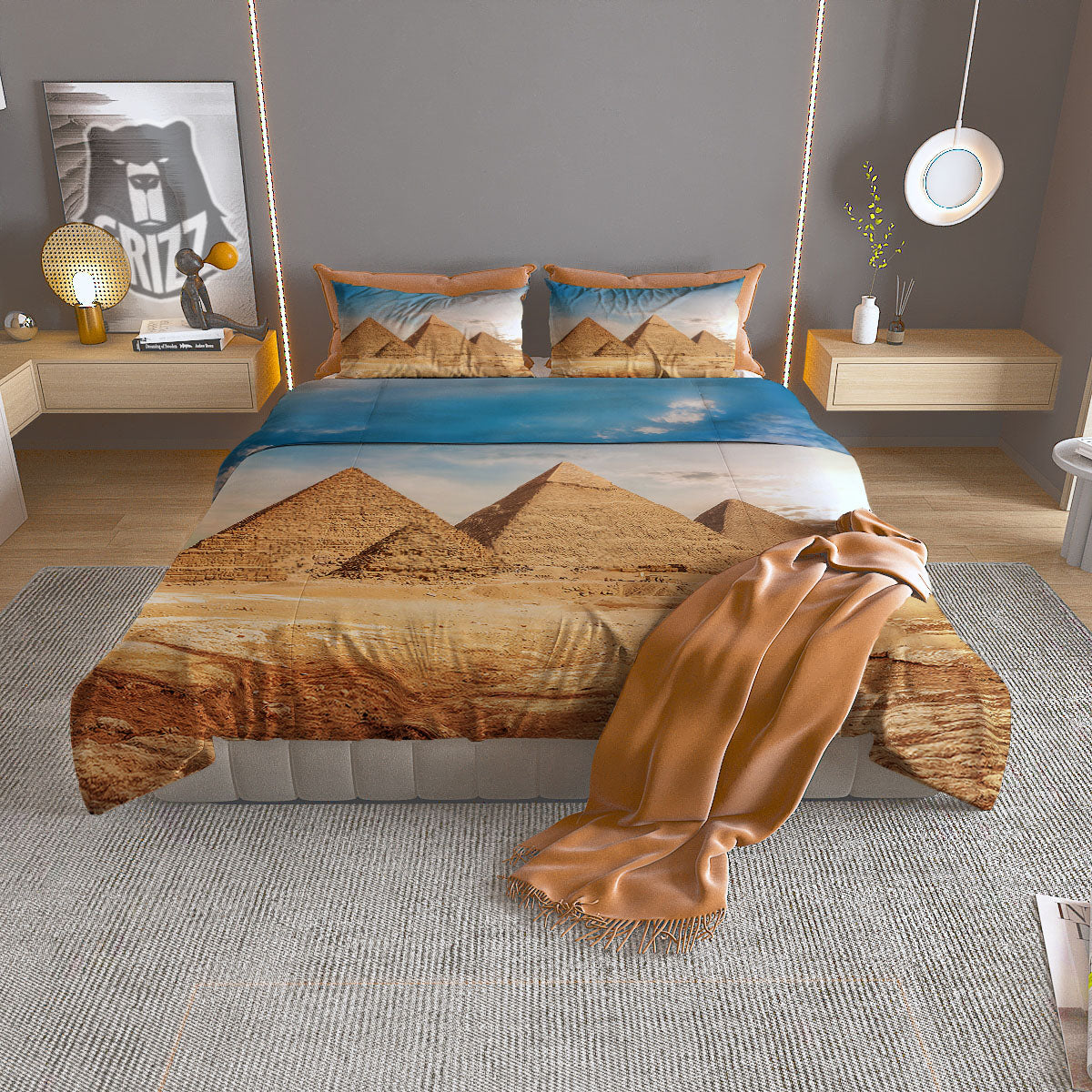 Pyramid Giza Print Duvet Cover Bedding Set