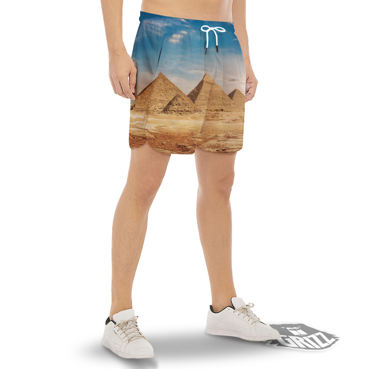 Pyramid Giza Print Men's Gym Shorts-grizzshop