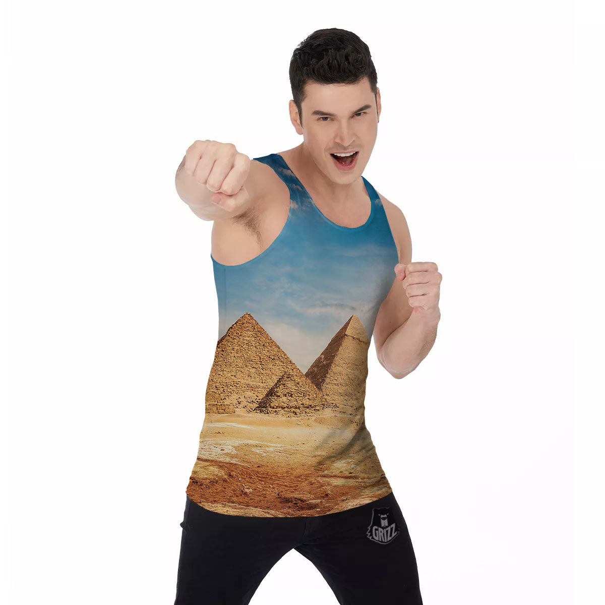 Pyramid Giza Print Men's Tank Top-grizzshop