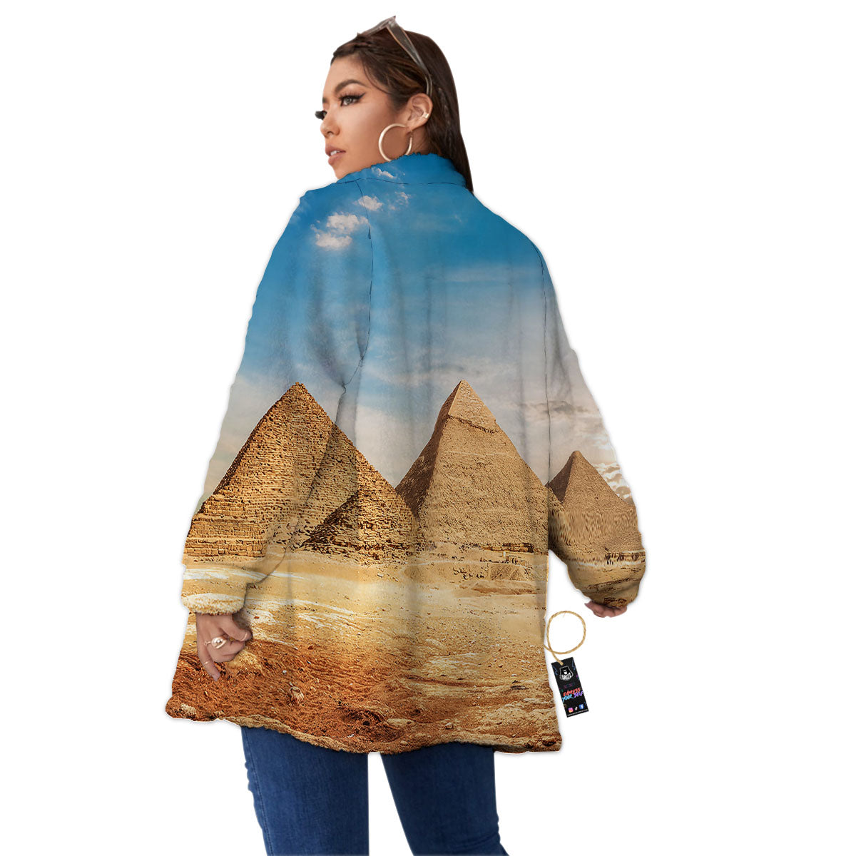 Pyramid Giza Print Women's Sherpa Jacket-grizzshop