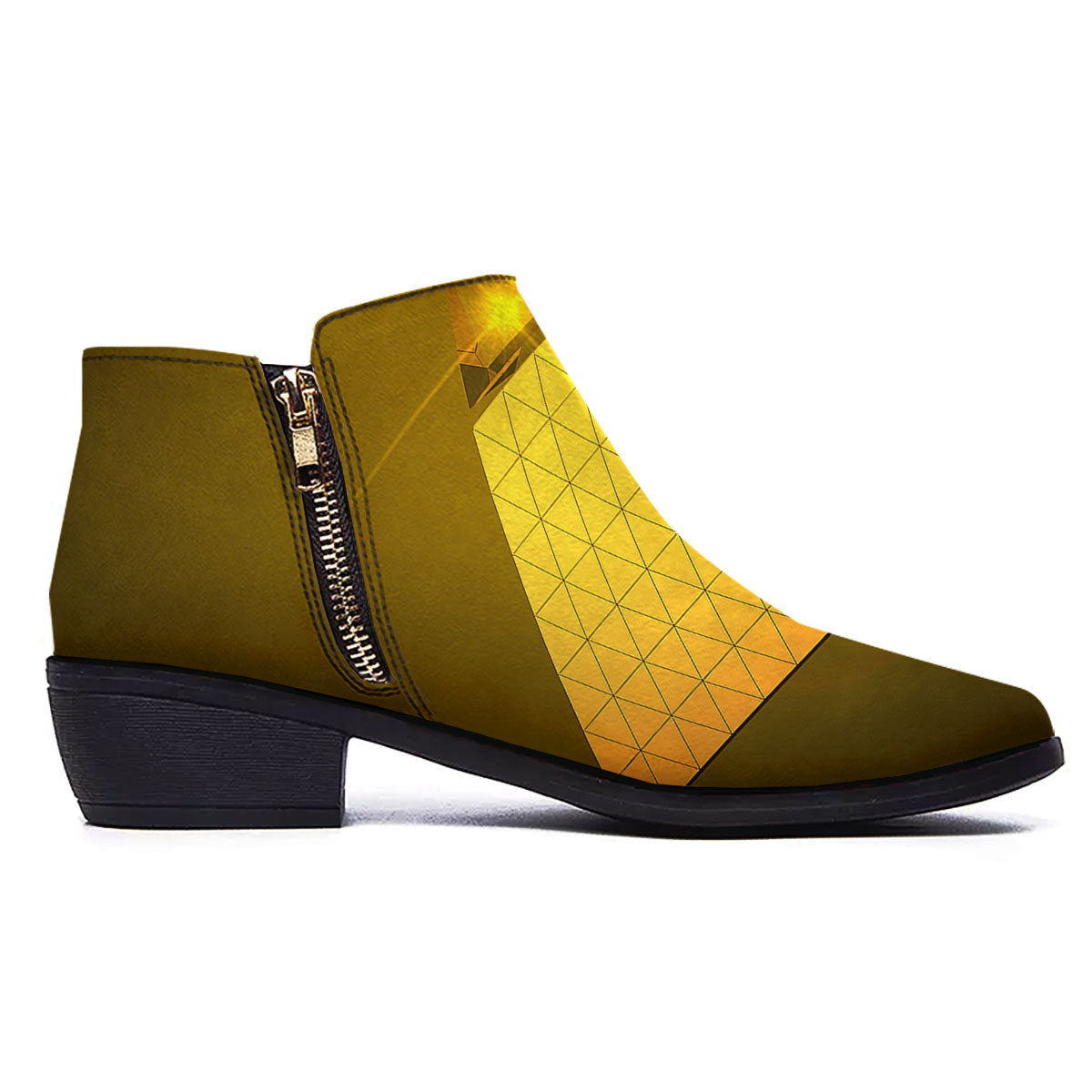 Pyramid Golden Print Ankle Boots-grizzshop