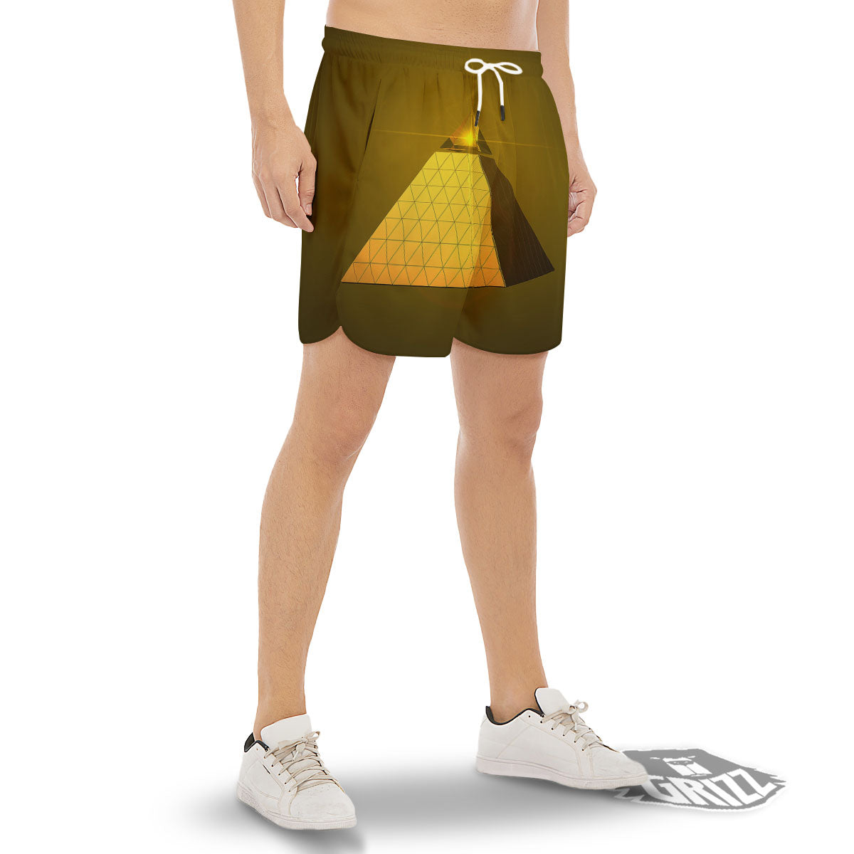 Pyramid Golden Print Men's Gym Shorts-grizzshop