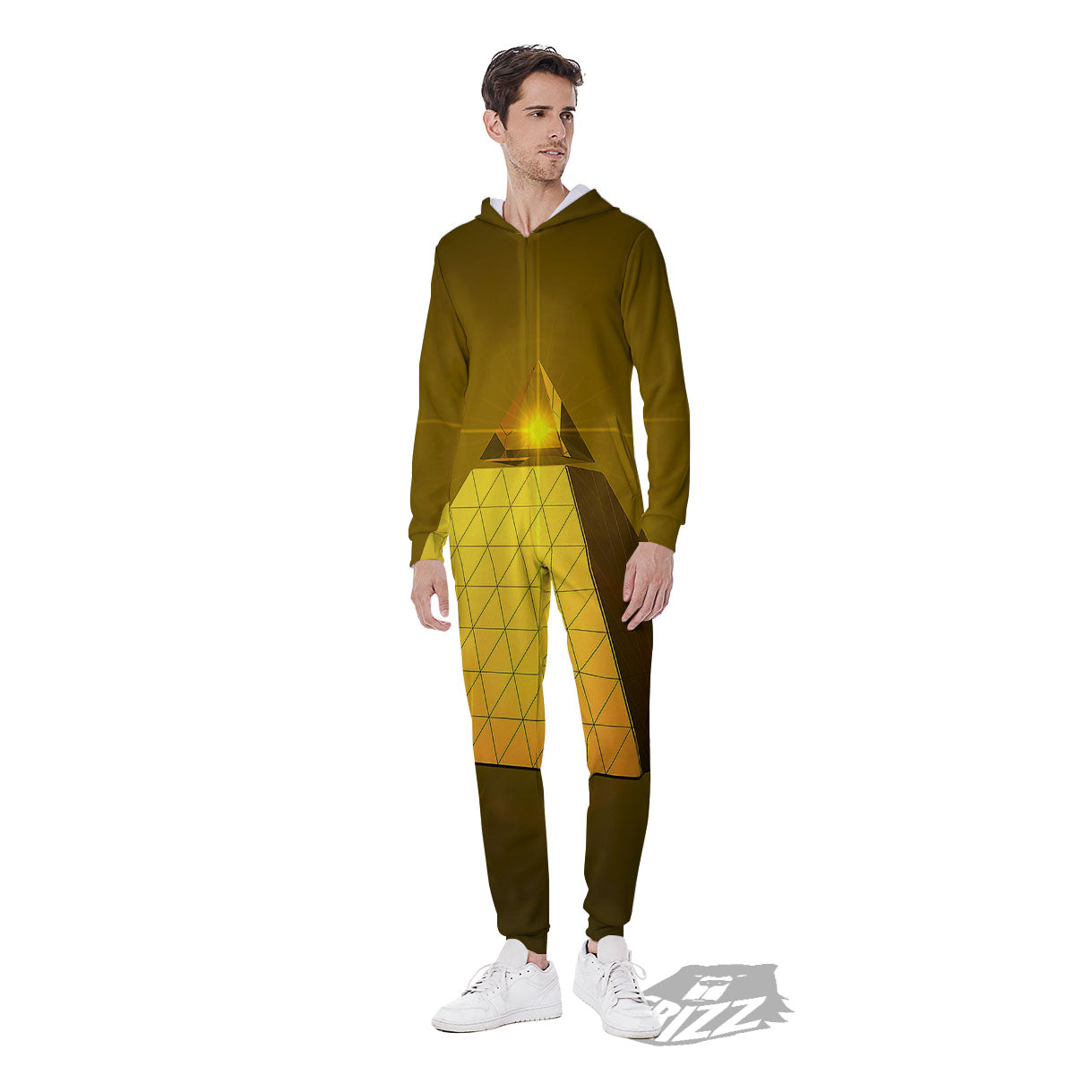 Pyramid Golden Print Men's Jumpsuit-grizzshop