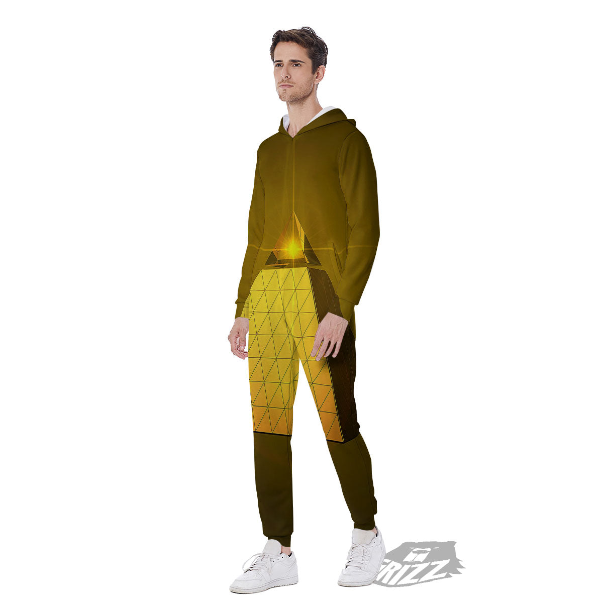 Pyramid Golden Print Men's Jumpsuit-grizzshop