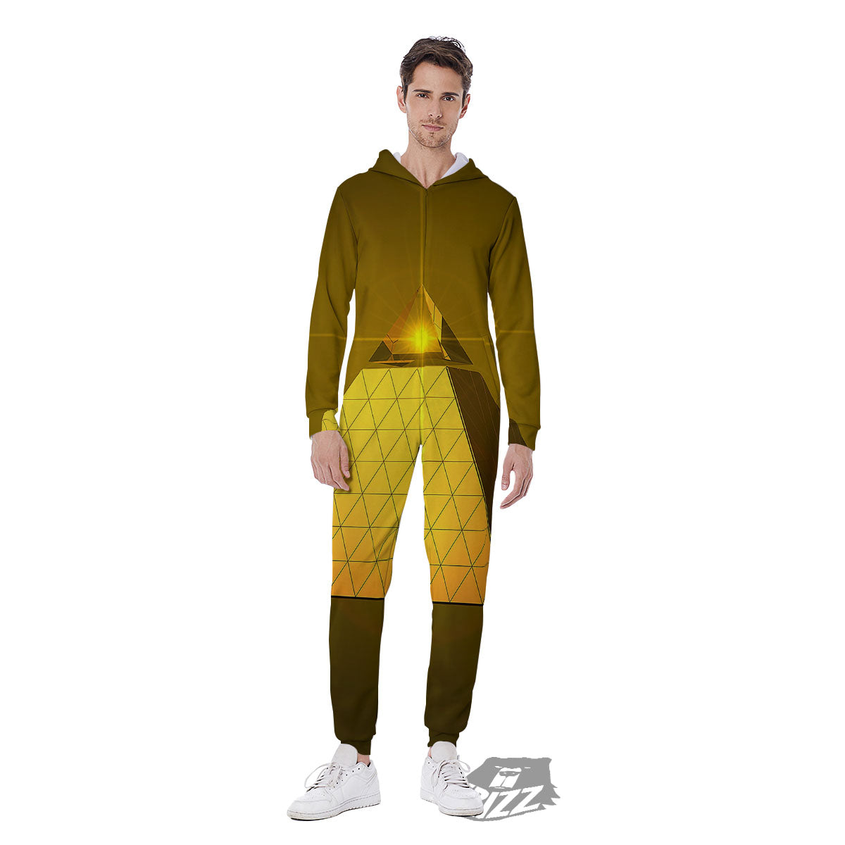 Pyramid Golden Print Men's Jumpsuit-grizzshop