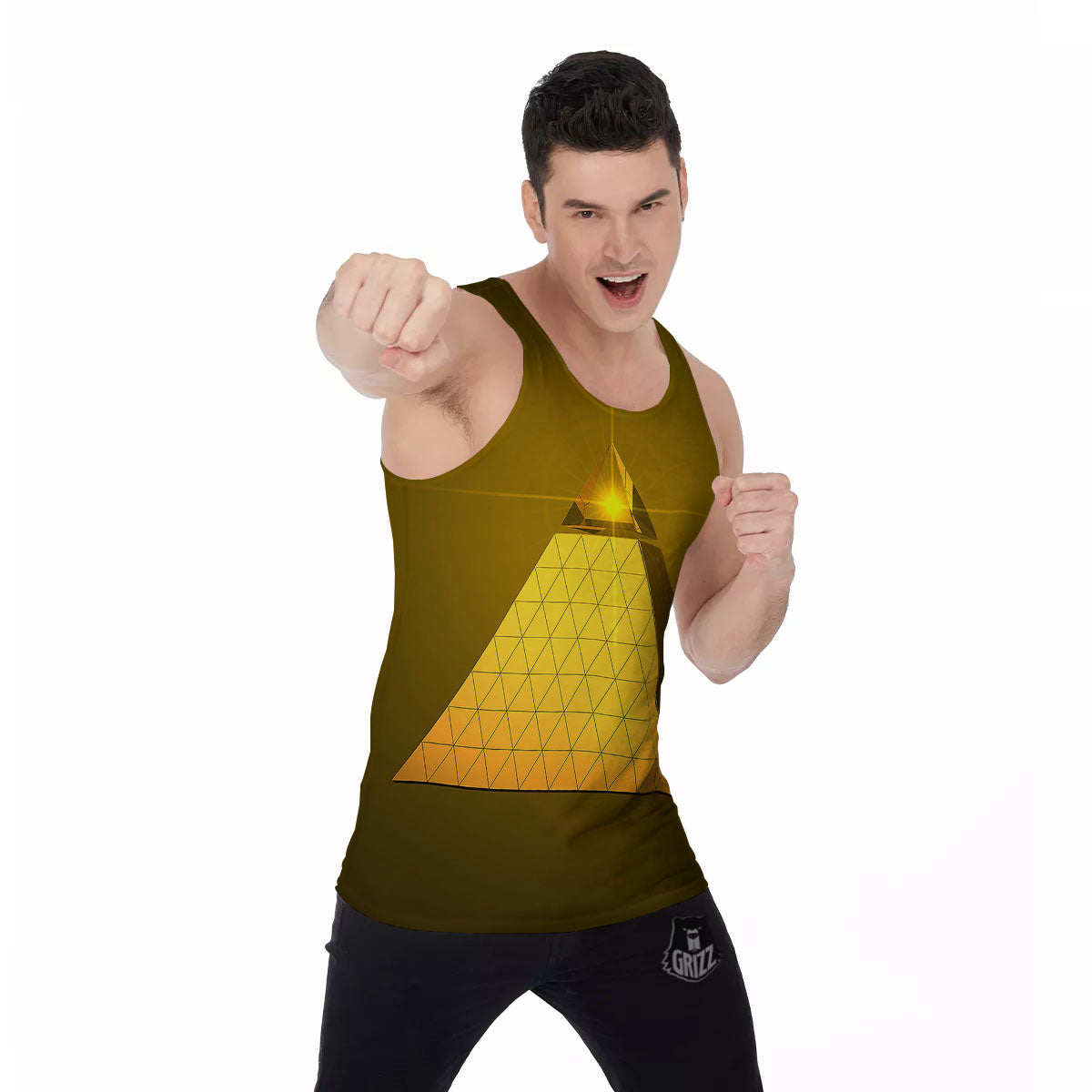 Pyramid Golden Print Men's Tank Top-grizzshop
