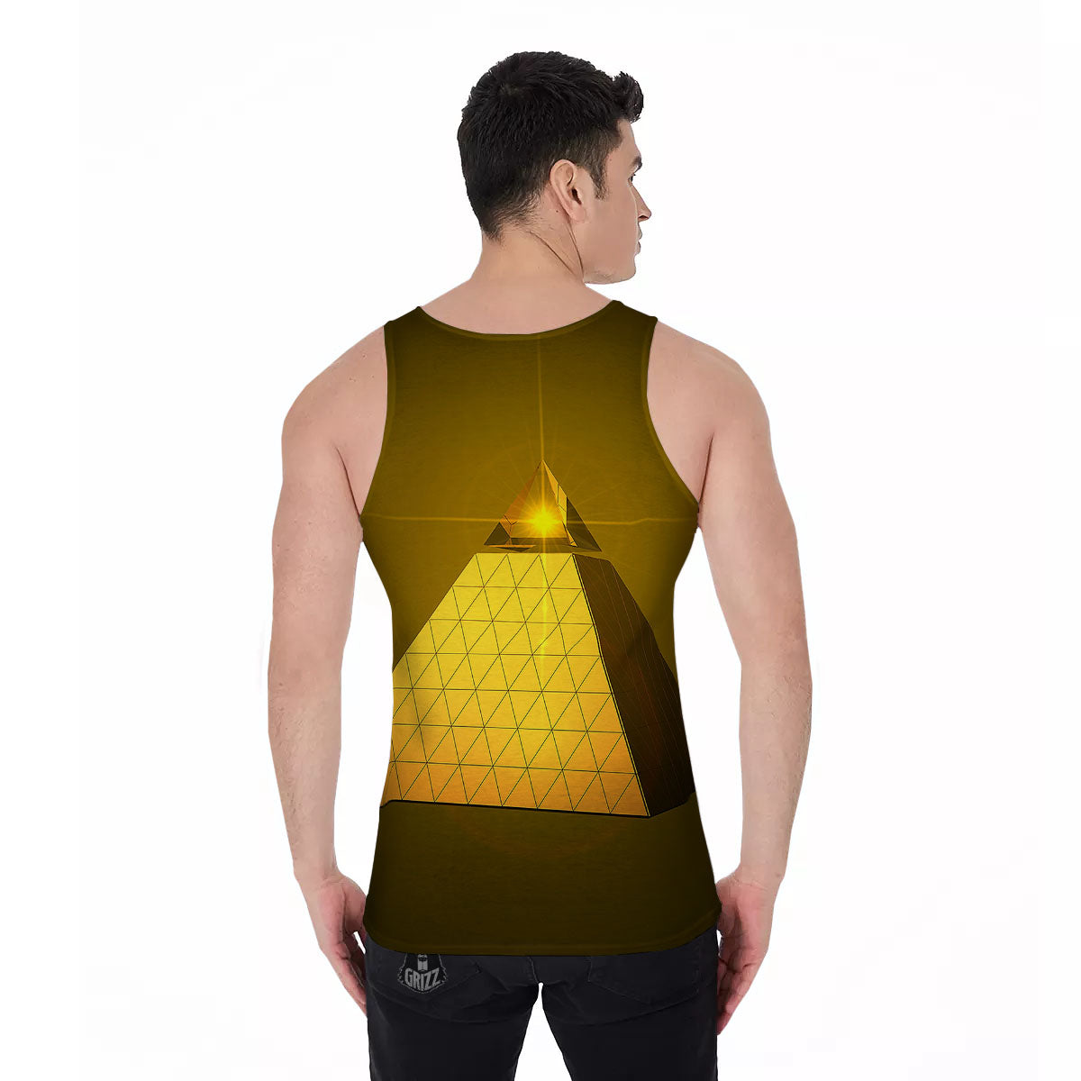 Pyramid Golden Print Men's Tank Top-grizzshop