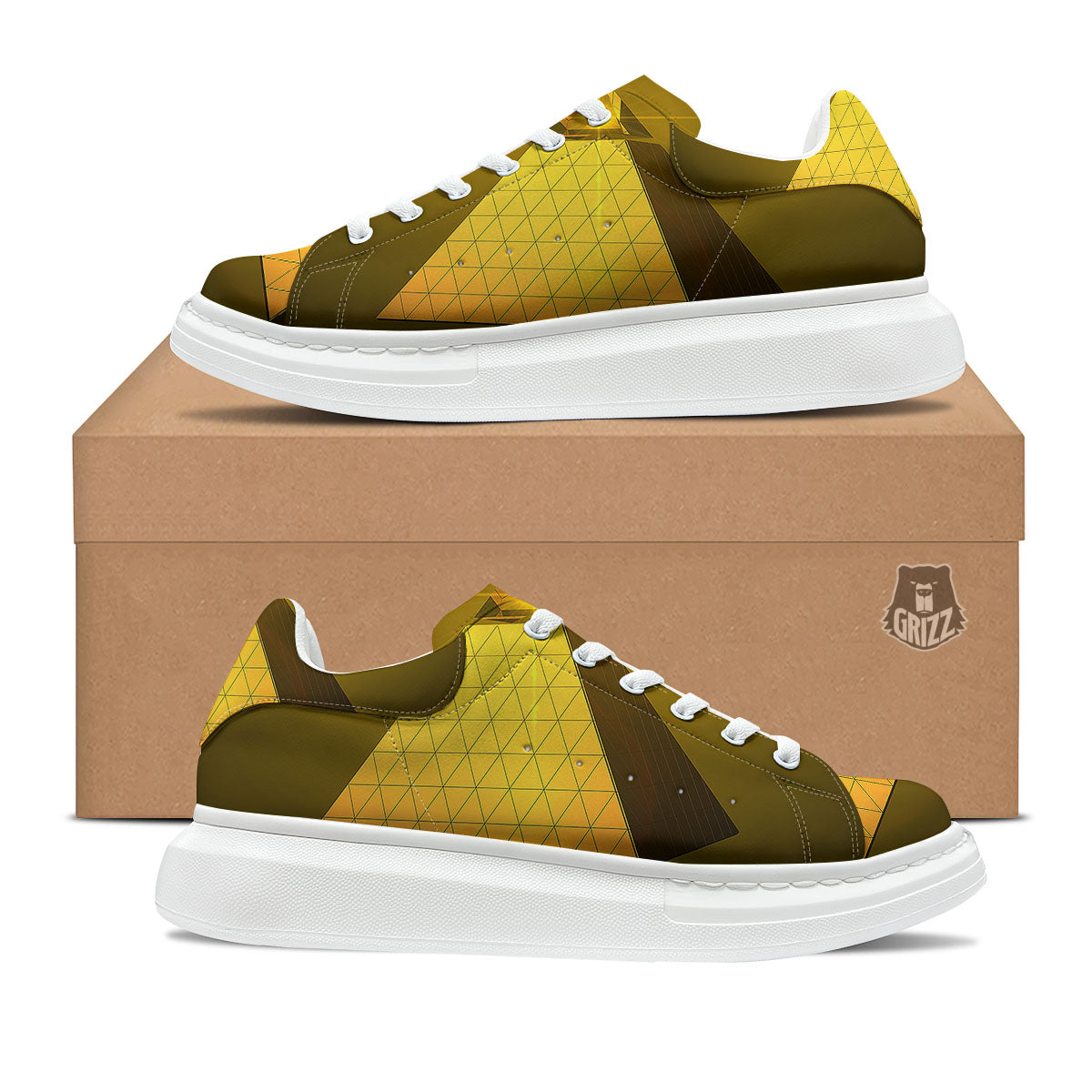 Pyramid Golden Print Platform Shoes-grizzshop