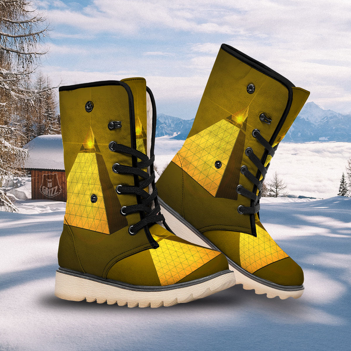 Pyramid Golden Print Snow Boots-grizzshop