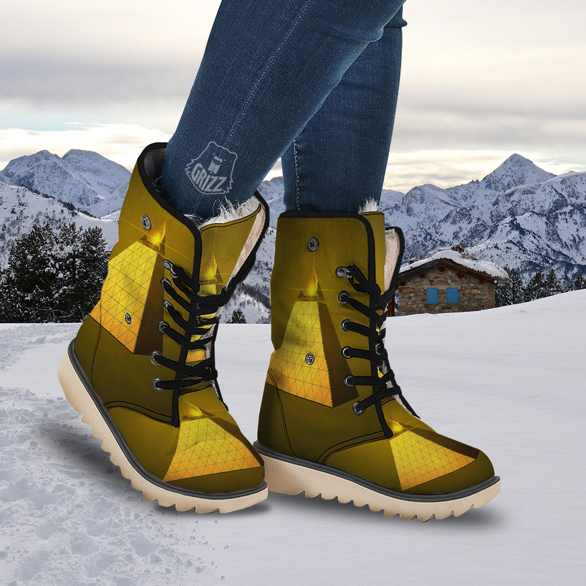 Pyramid Golden Print Snow Boots-grizzshop