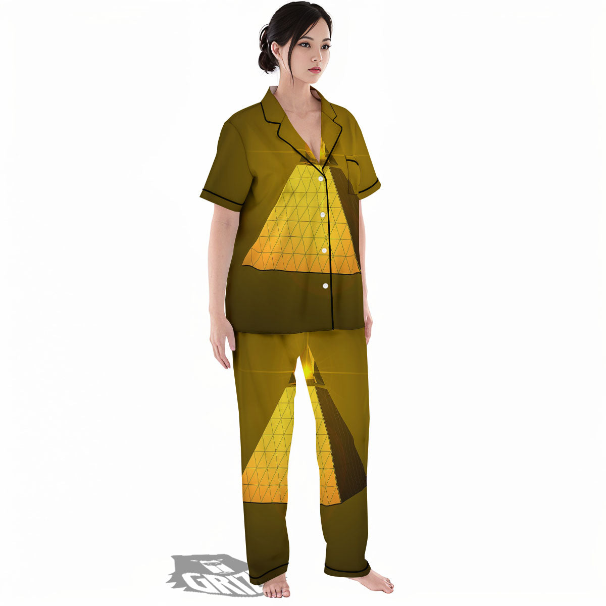 Pyramid Golden Print Women's Pajamas Set-grizzshop