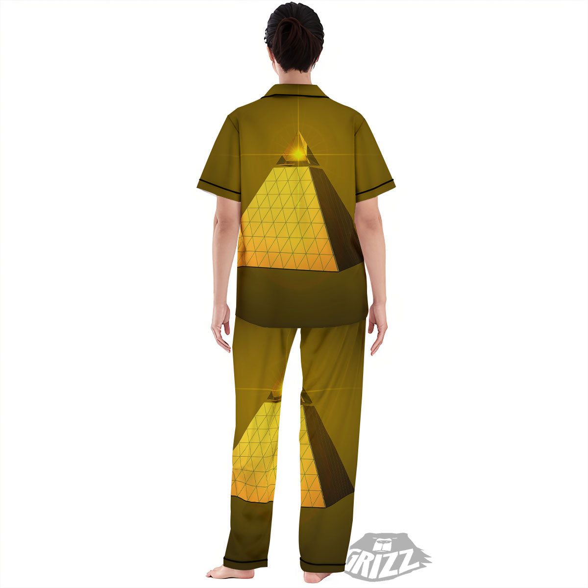 Pyramid Golden Print Women's Pajamas Set-grizzshop