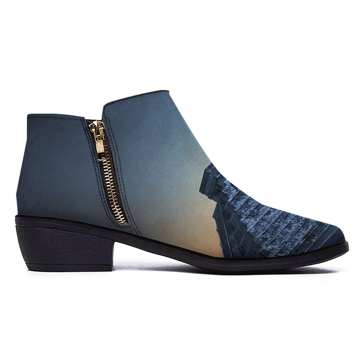 Pyramid Mayan Print Ankle Boots-grizzshop