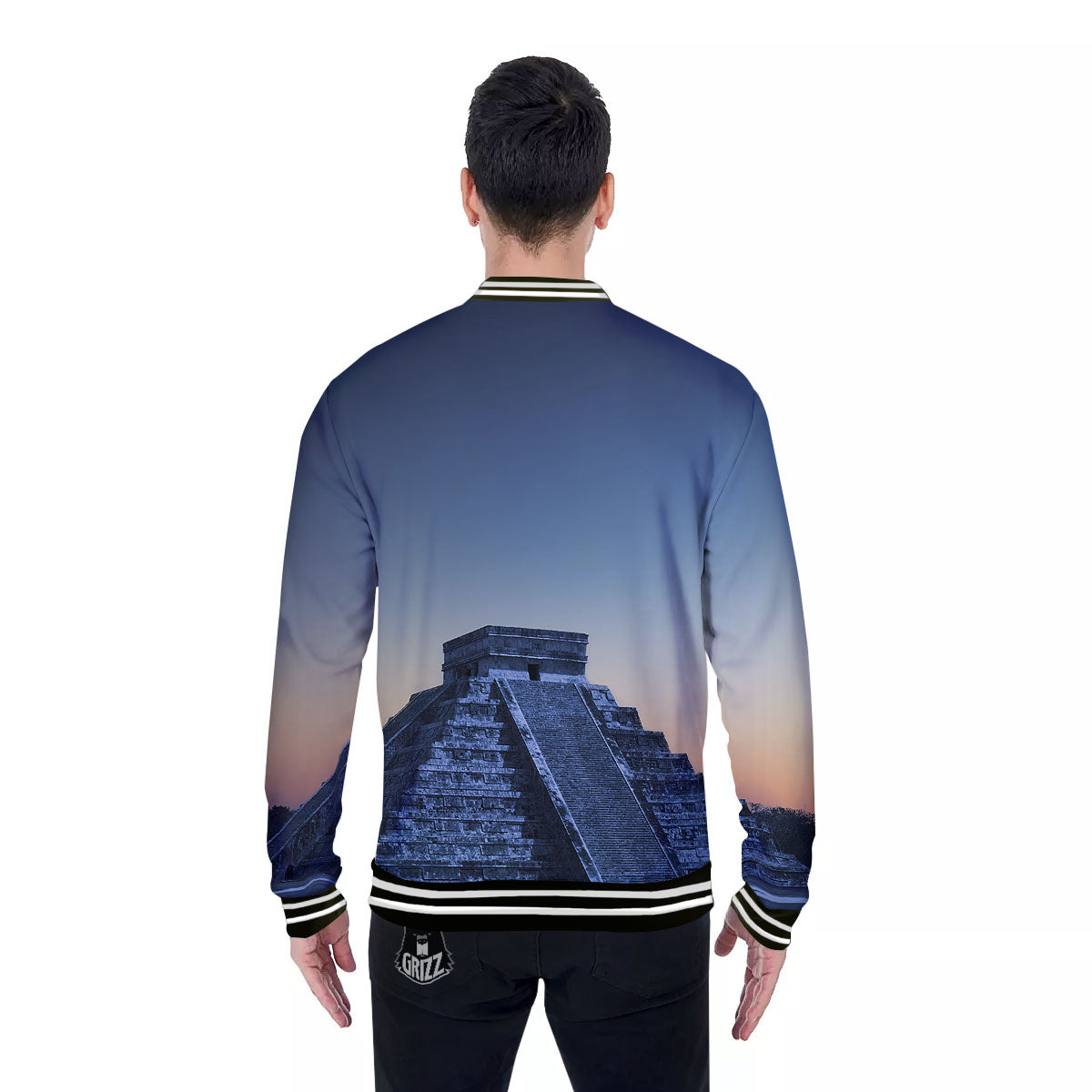Pyramid Mayan Print Baseball Jacket-grizzshop