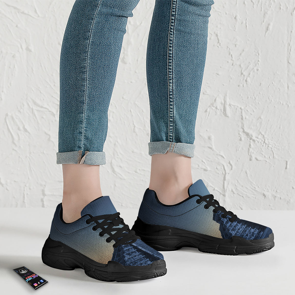 Pyramid Mayan Print Black Chunky Shoes-grizzshop