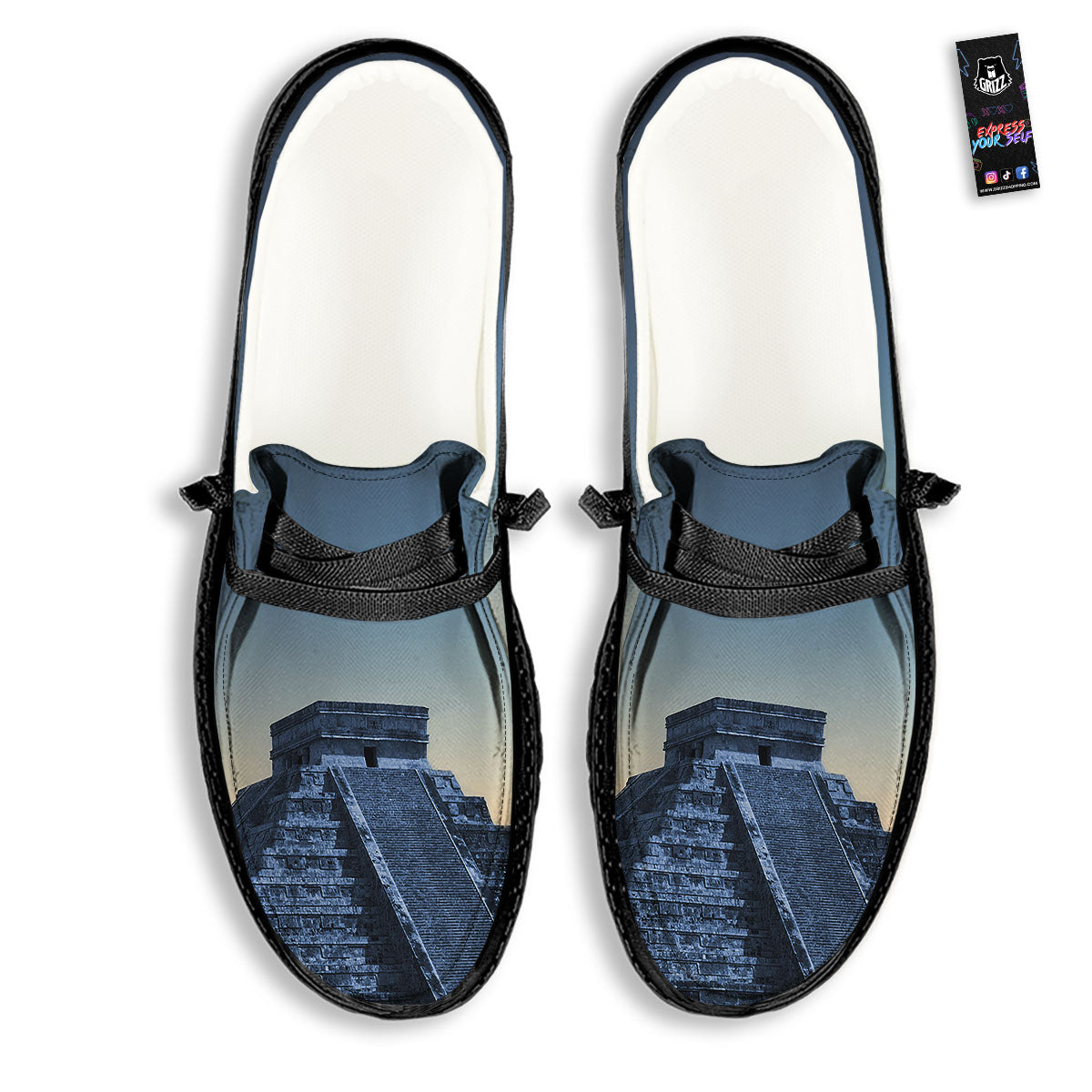 Pyramid Mayan Print Black Loafers-grizzshop