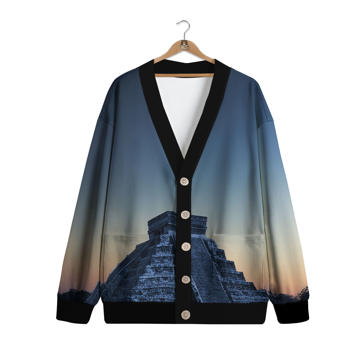 Pyramid Mayan Print Cardigan-grizzshop