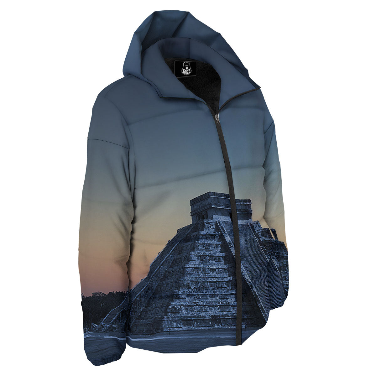 Pyramid Mayan Print Down Jacket-grizzshop