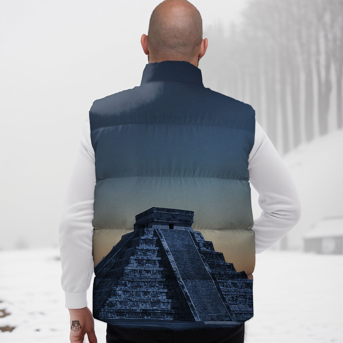 Pyramid Mayan Print Down Vest