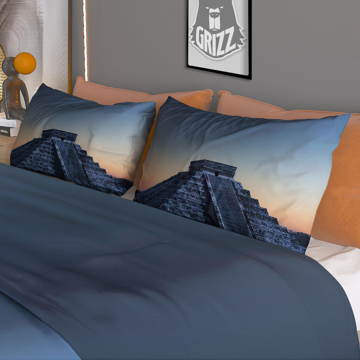 Pyramid Mayan Print Duvet Cover Bedding Set