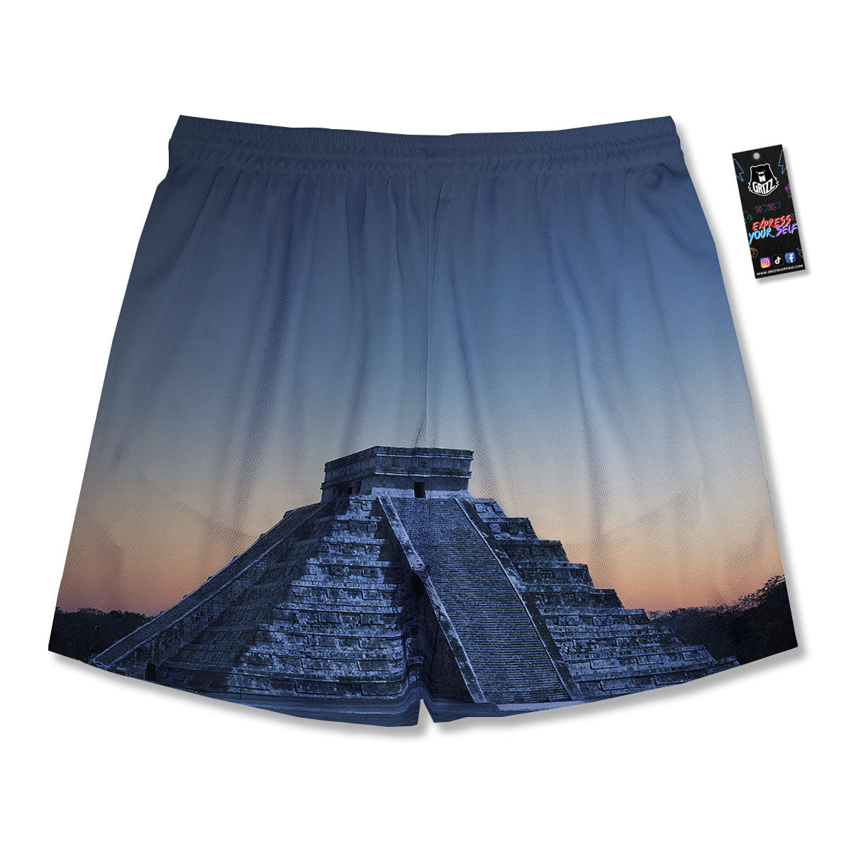 Pyramid Mayan Print Men's Running Shorts-grizzshop