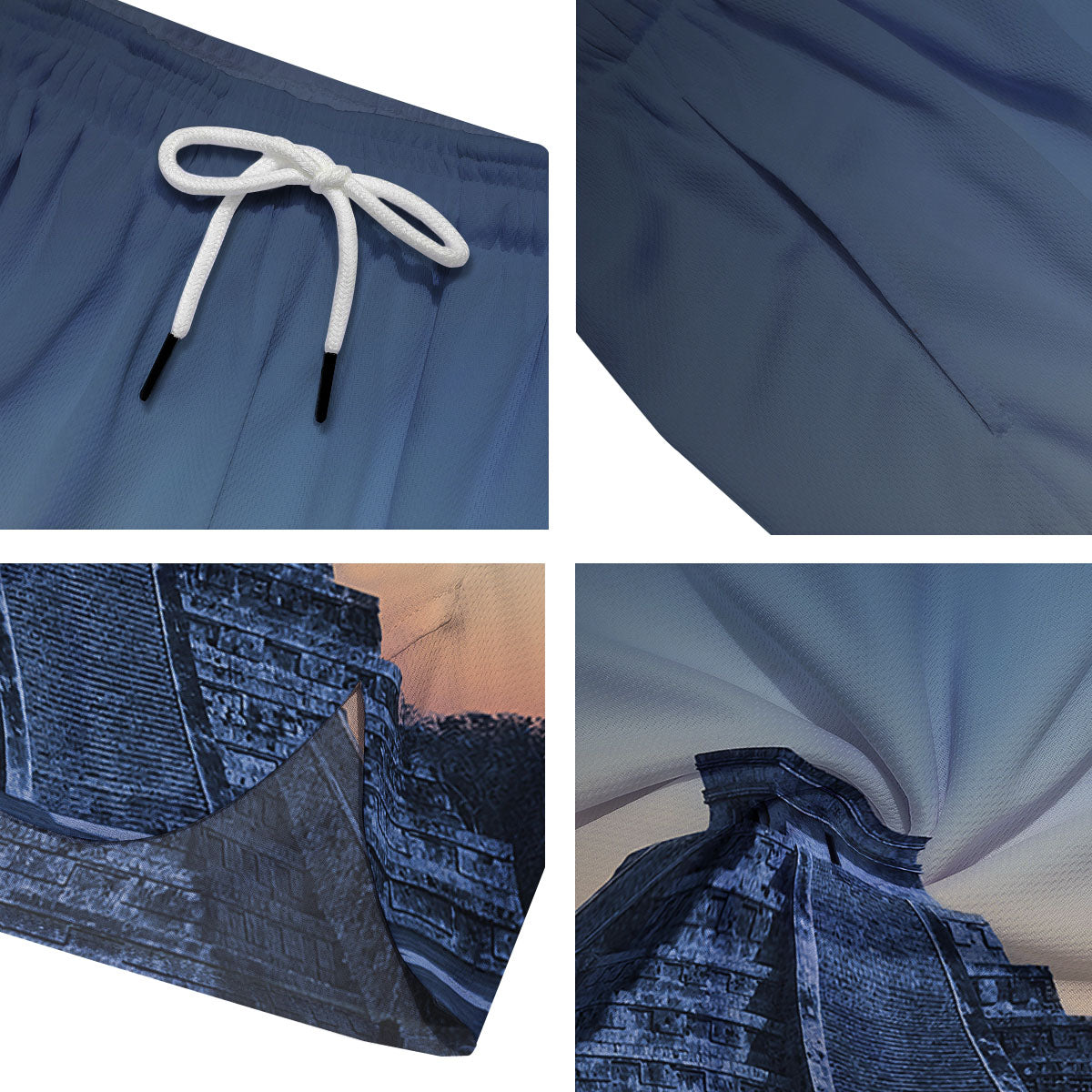 Pyramid Mayan Print Men's Running Shorts-grizzshop