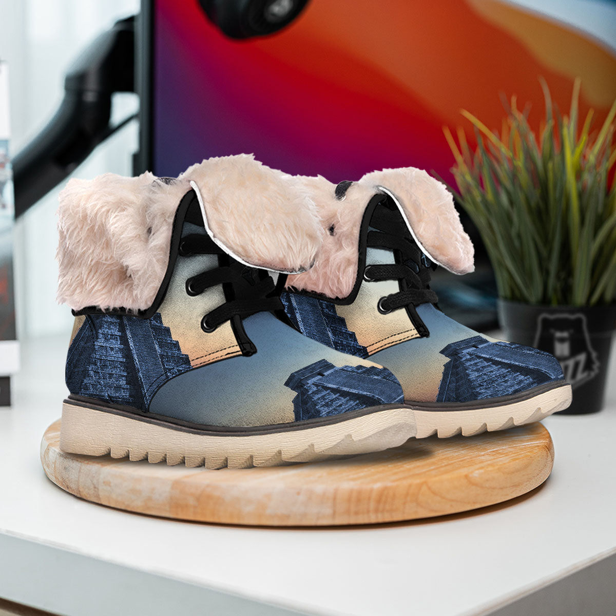 Pyramid Mayan Print Snow Boots-grizzshop