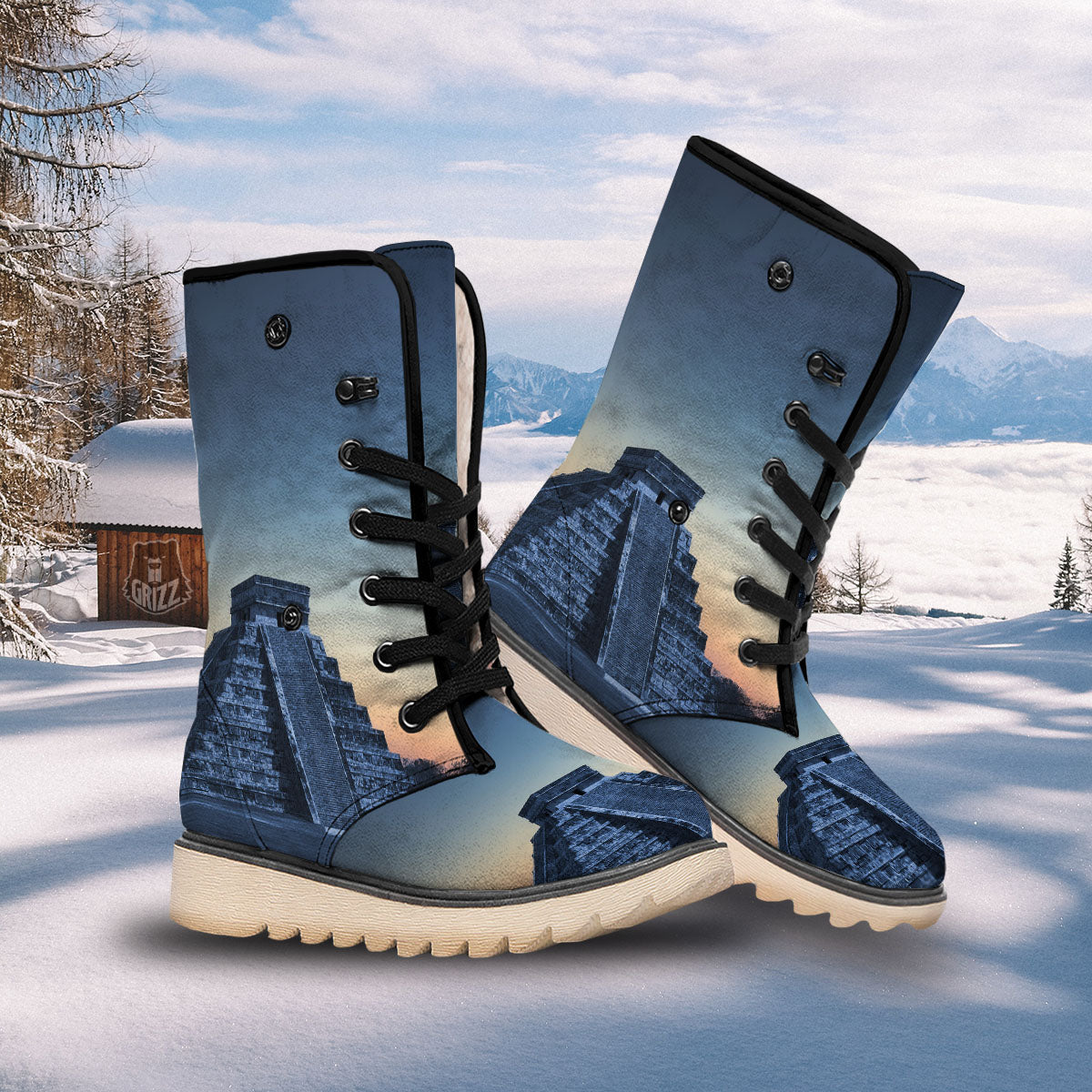 Pyramid Mayan Print Snow Boots-grizzshop