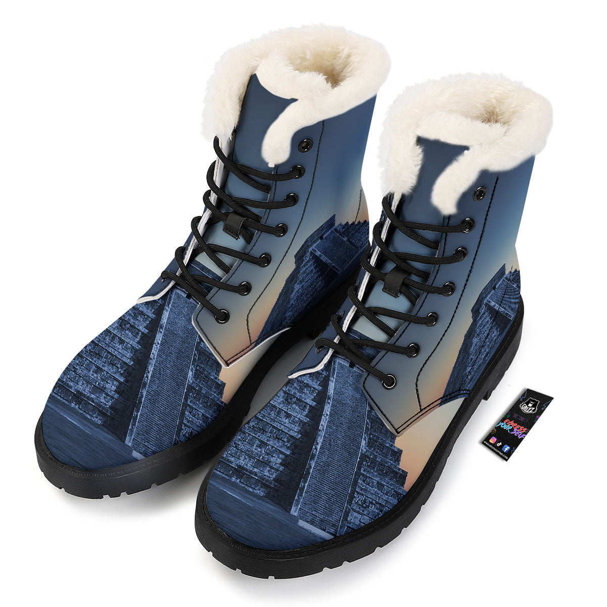 Pyramid Mayan Print Winter Boots-grizzshop