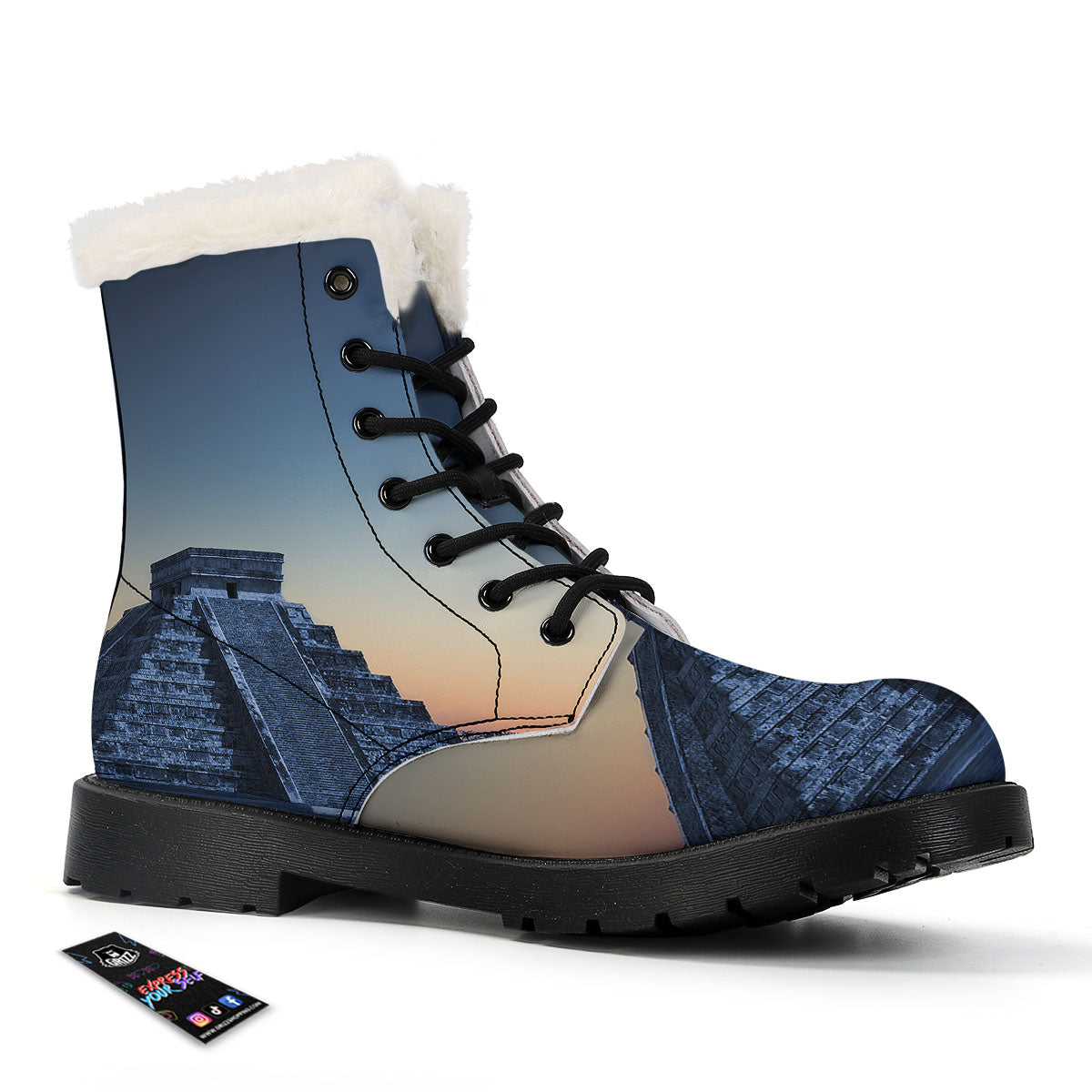 Pyramid Mayan Print Winter Boots-grizzshop