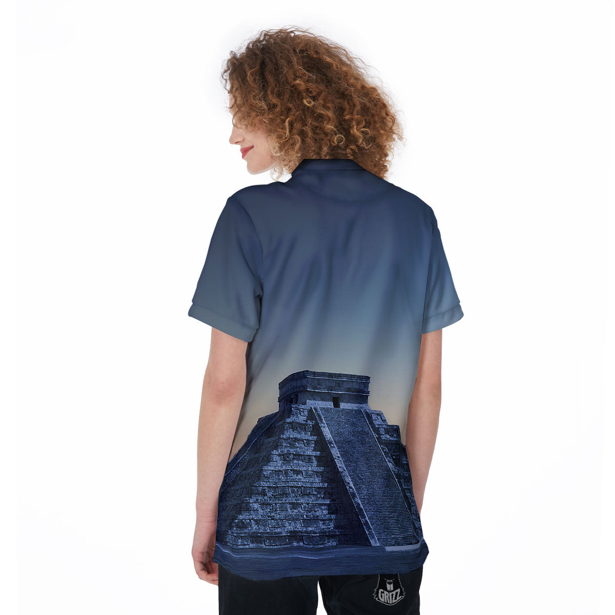 Pyramid Mayan Print Women's Golf Shirts-grizzshop