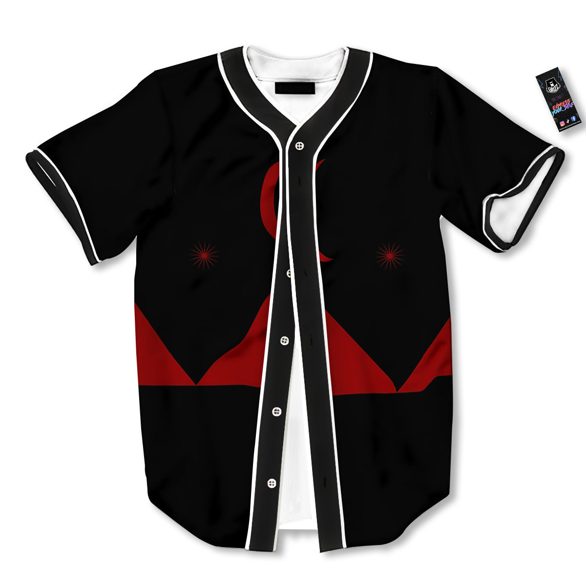 Pyramid Red Moon Print Baseball Jersey-grizzshop
