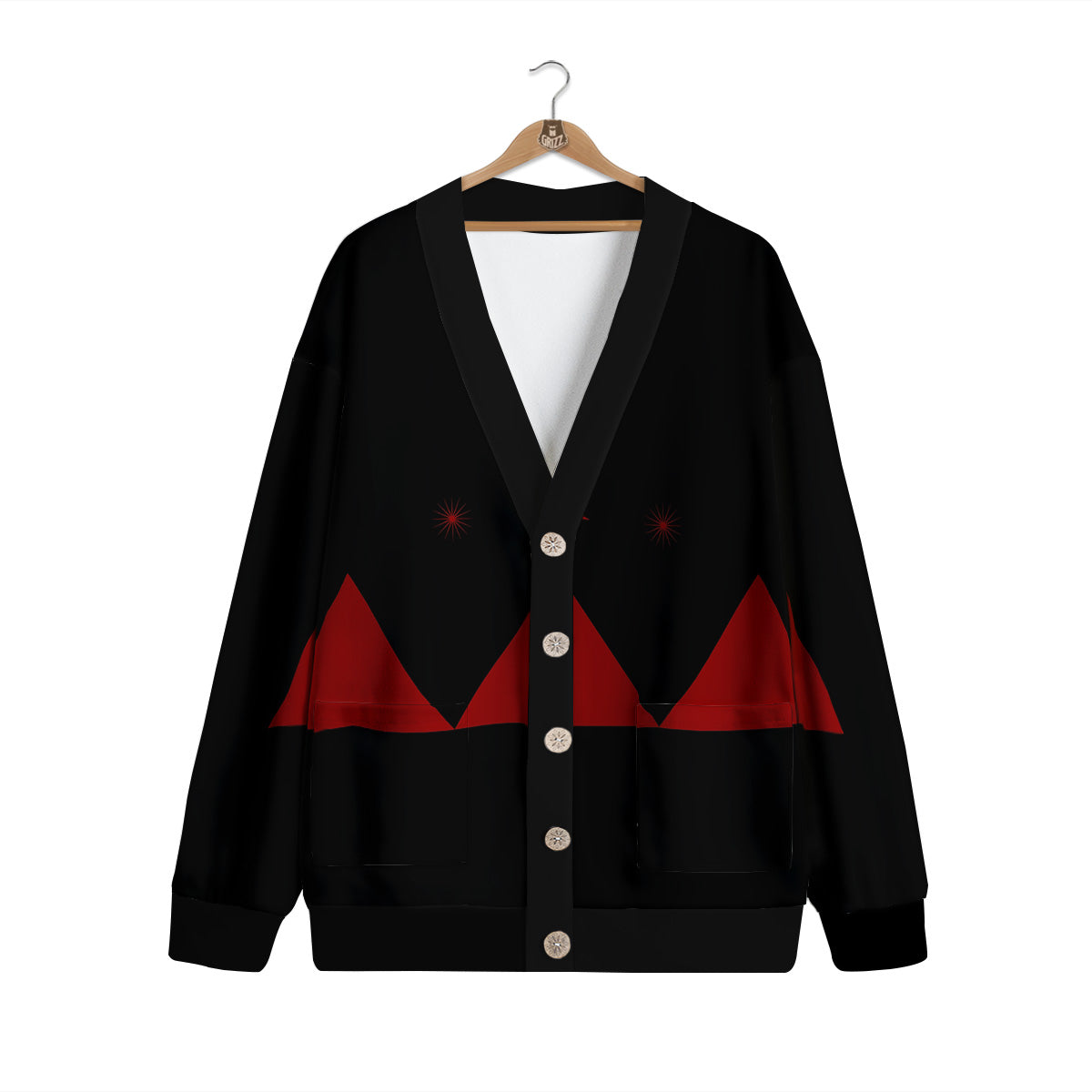Pyramid Red Moon Print Cardigan-grizzshop