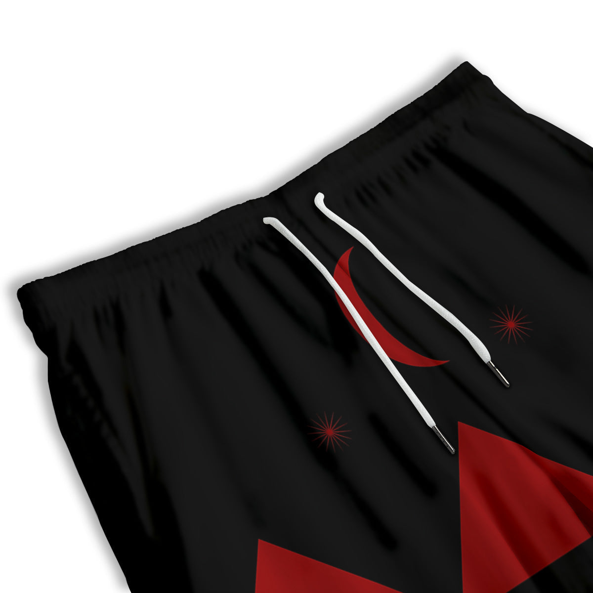 Pyramid Red Moon Print Men's Athletic Shorts