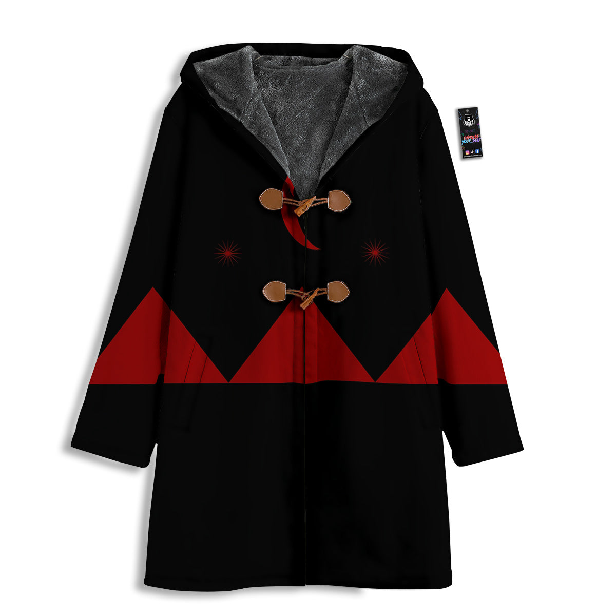 Pyramid Red Moon Print Men's Windbreaker Jacket-grizzshop