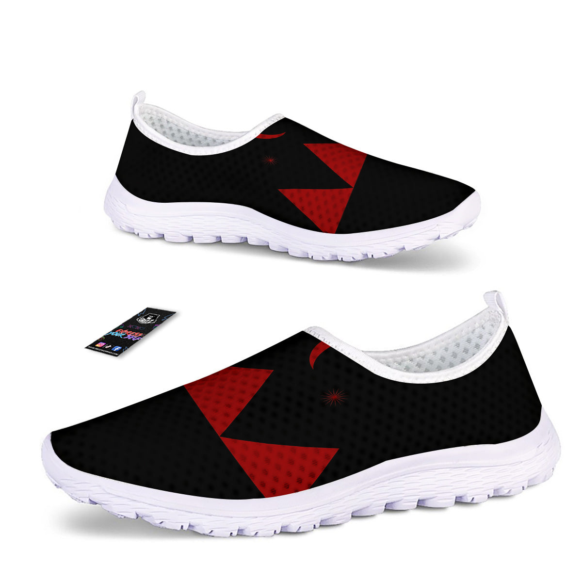 Pyramid Red Moon Print Nurse Shoes-grizzshop