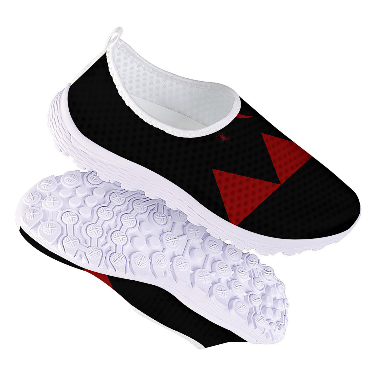 Pyramid Red Moon Print Nurse Shoes-grizzshop