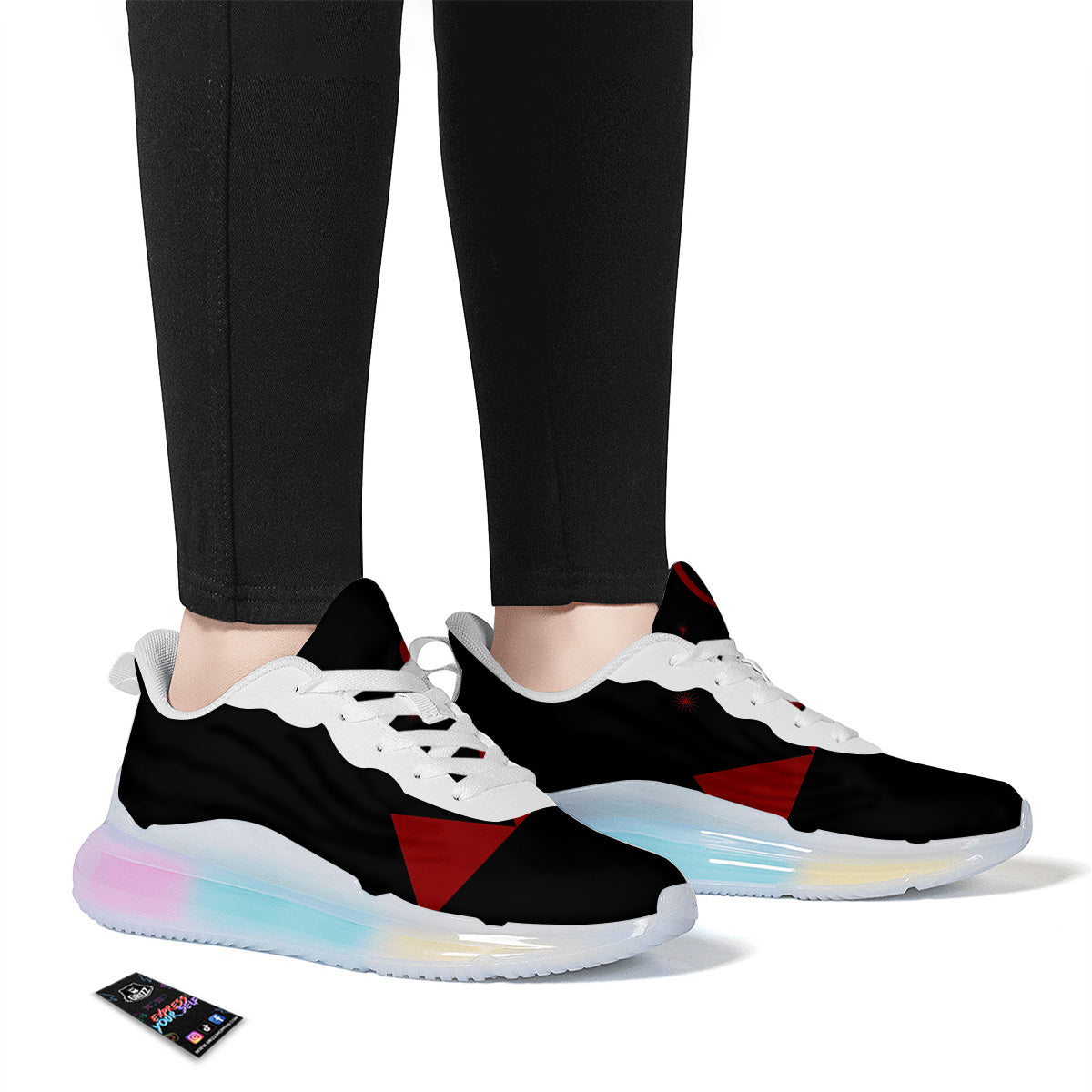 Pyramid Red Moon Print Running Sneakers-grizzshop