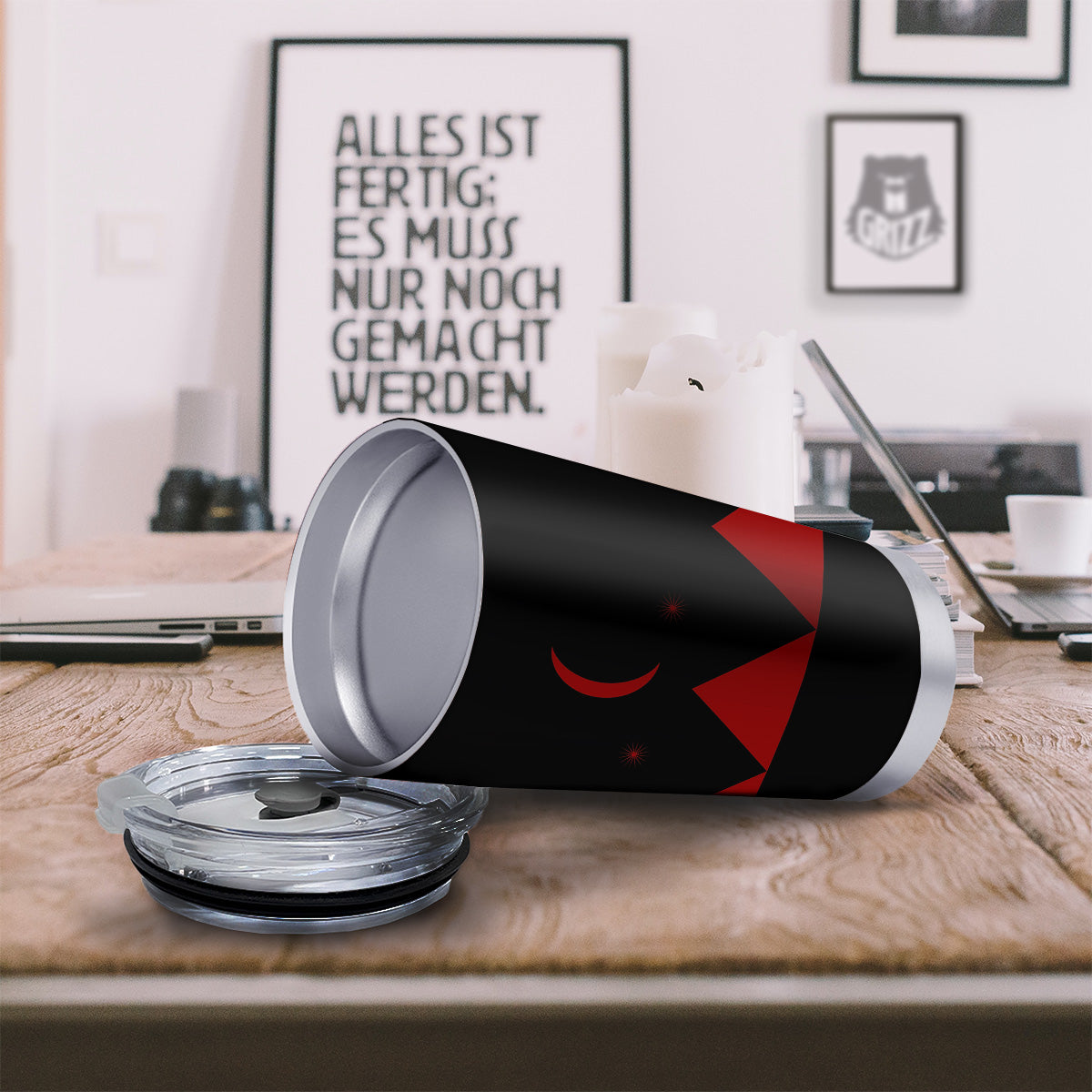 Pyramid Red Moon Print Tumbler-grizzshop