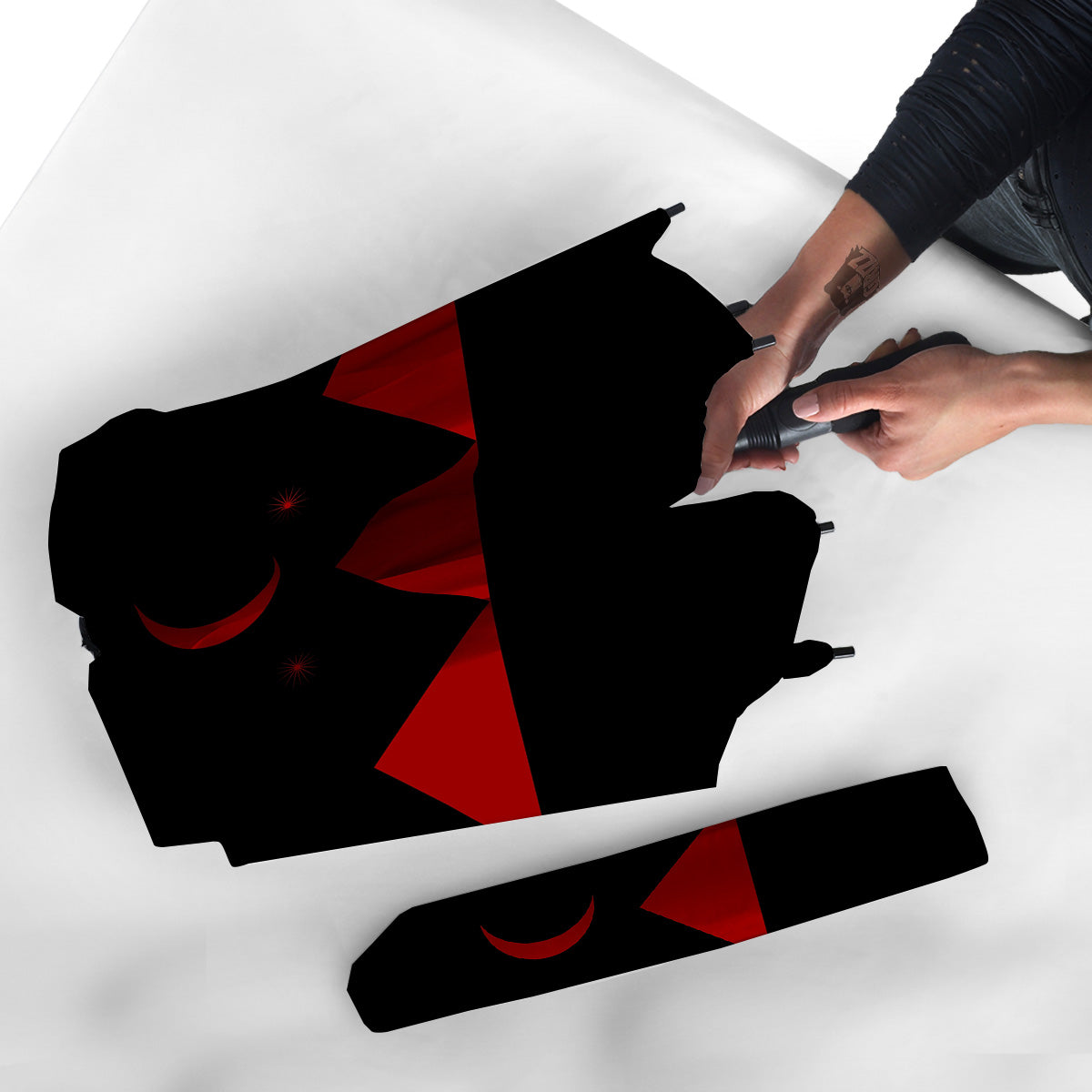 Pyramid Red Moon Print Umbrella-grizzshop