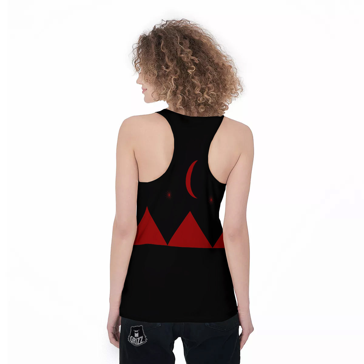 Pyramid Red Moon Print Women's Racerback Tank Top-grizzshop