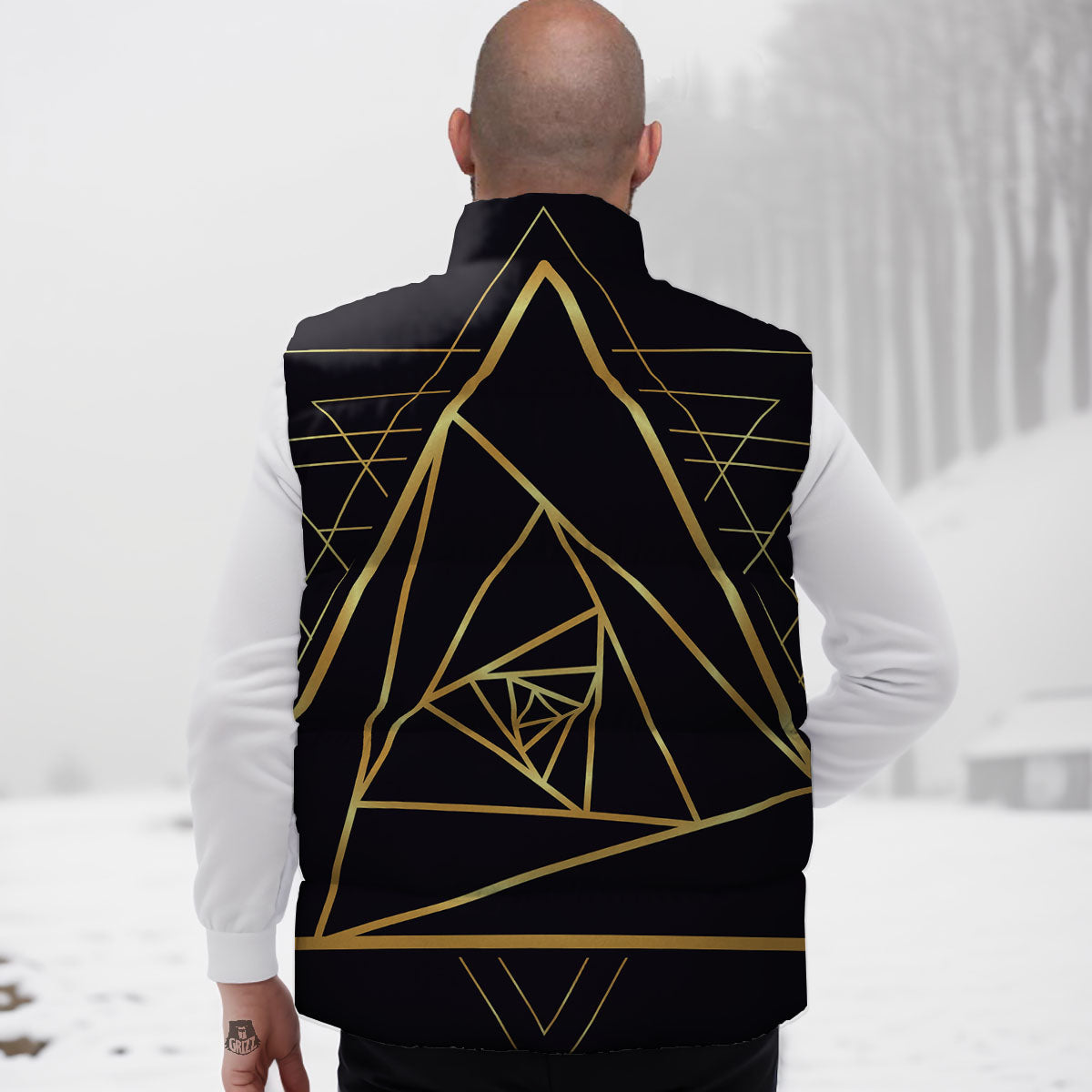 Pyramid Rose Print Down Vest-grizzshop